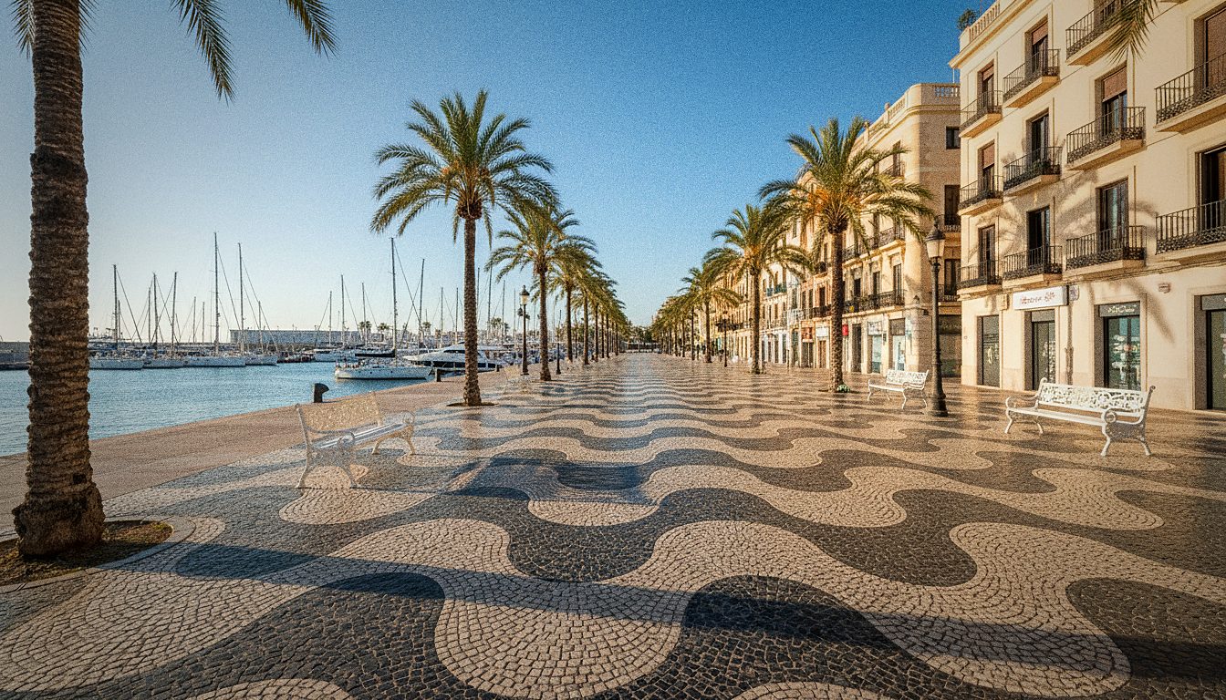 El paseo de la Explanada de Alicante junto al puerto