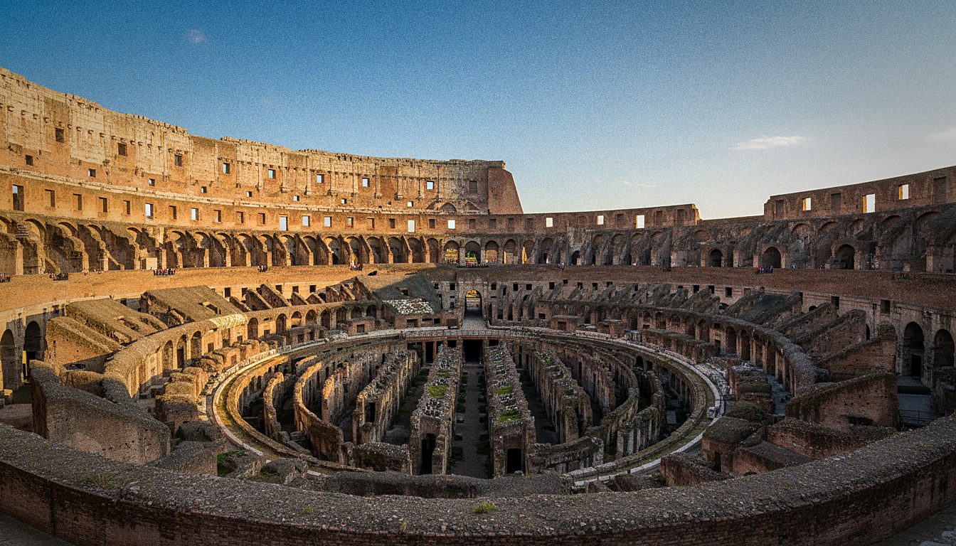 El interior del Coliseo de Roma visto desde las gradas hacia la arena